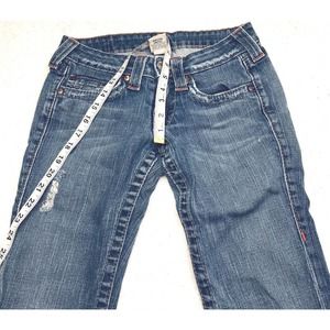 TRUE RELIGION Flared Jeans Womens 26 Made In USA Light Distress